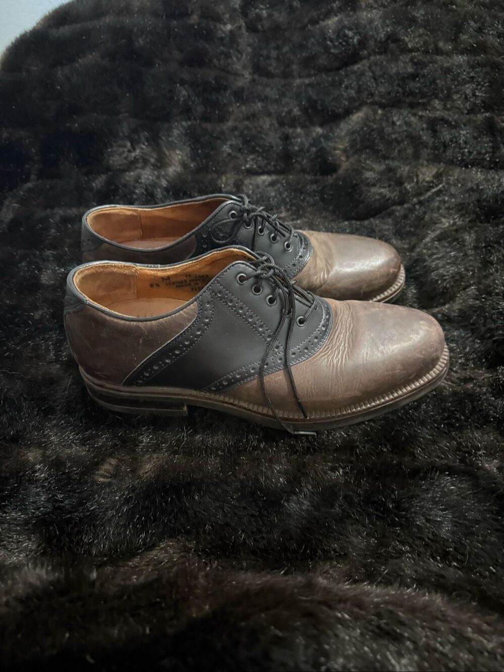 Johnston & Murphy 2 -Tone Brown Leather Saddle Oxford Shoes Men’s Size 8.5 M
